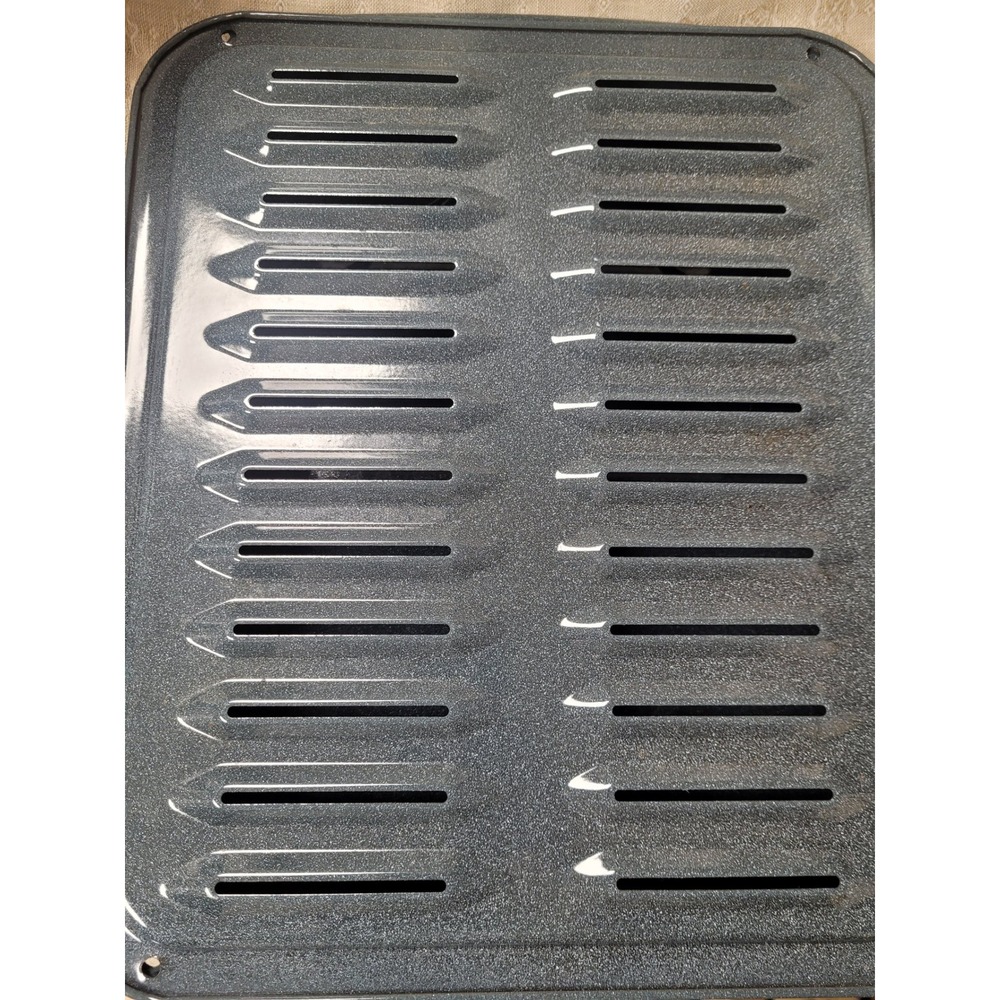 Gray Speckled Porcelain Enamel Broiler Pan and Roasting Rack Set 13x16.5 - Picture 6 of 8